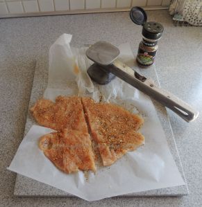 Tablescapes at Table Twenty-One, www.tabletwentyonetablescapes.wordpress.com: Chicken with Blue Cheese - pounded and seasoned chicken breast