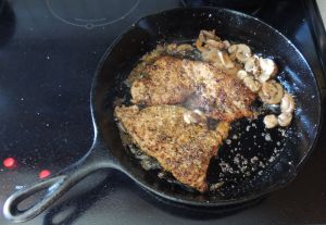 Tablescapes at Table Twenty-One, www.tabletwentyonetablescapes.wordpress.com: Chicken with Blue Cheese - seared chicken breasts with mushrooms