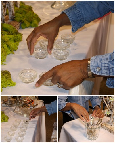 Placing bowls, spoons, forks collage