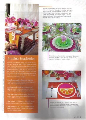 Cottages & Bungalows Magazine spread, April 2013 issue, pg. 85