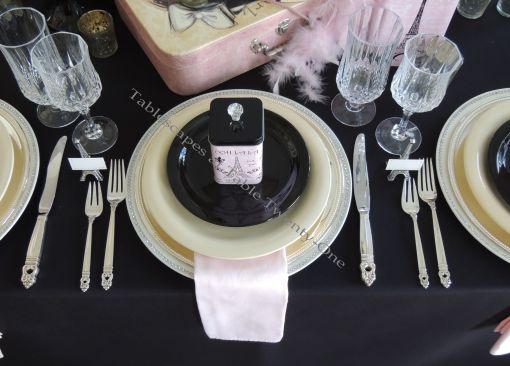 French Poodle table setting in pink, black & white - Tablescapes at Table Twenty-One