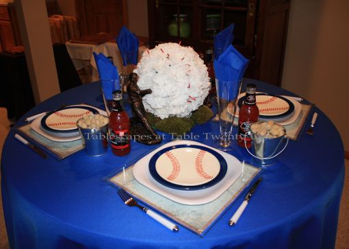 Boys of Summer baseball tablescape tabletop - Tablescapes at Table Twenty-One