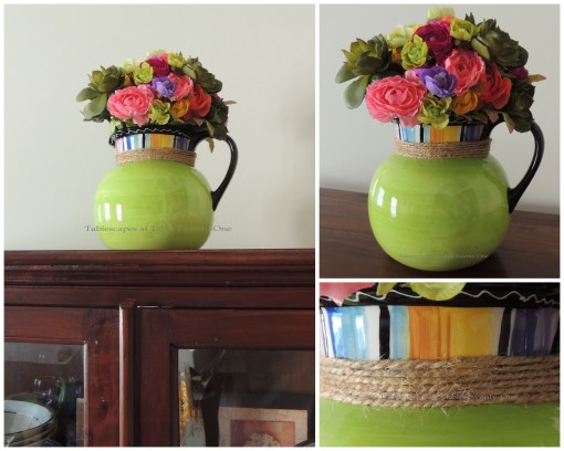 Flowers on china cabinet collage