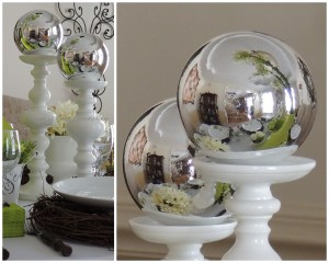 Mercury ball on candlestick collage
