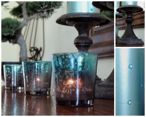 Tablescapes at Table Twenty-One: Float Like a Butterfly - Buffet candles collage