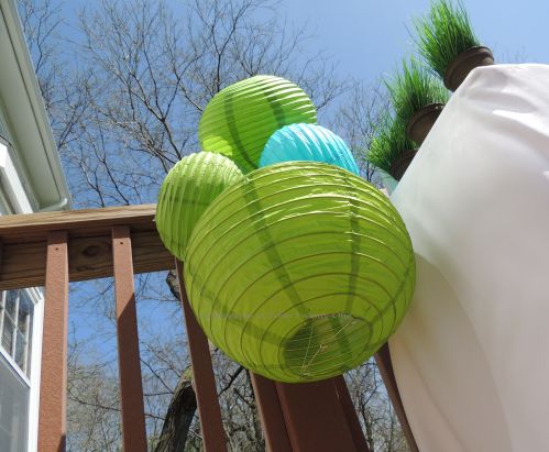 Tablescapes at Table Twenty-One - Butterfly Kaleidoscope: Turquoise and citrus green paper lanterns