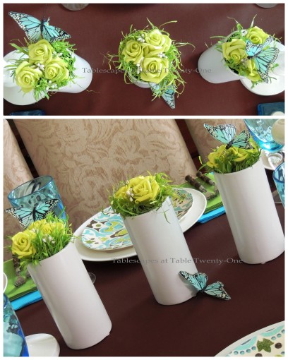 Tablescapes at Table Twenty-One - Butterfly Kaleidoscope: Floral trio collage