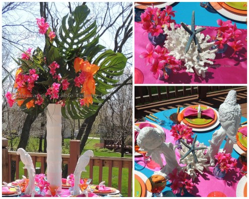 Tablescapes at Table Twenty-One: Three Tropical-themed Centerpieces collage