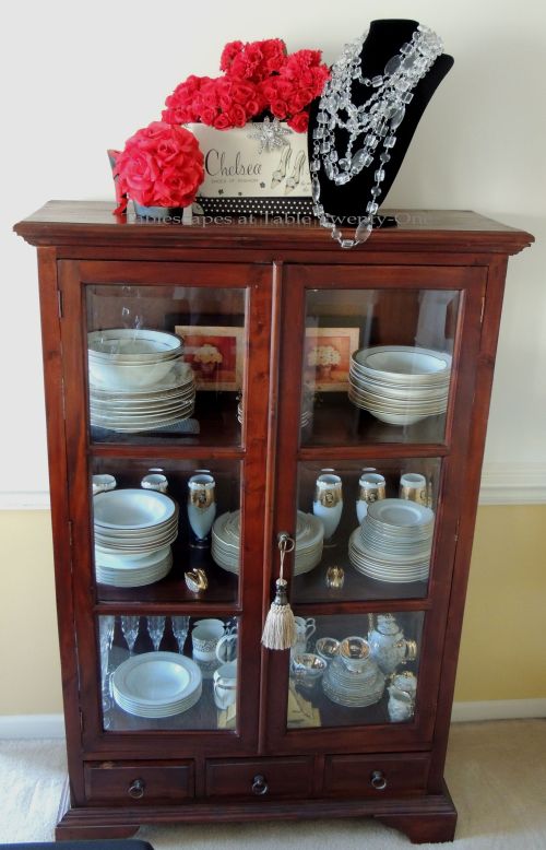 Tablescapes at Table Twenty-One – Diamonds Are a Material Girl’s Best Friend: China cabinet