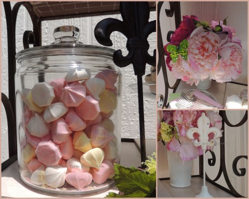 Patisserie de Paris - Tablescapes at Table Twenty-One - Floral, fleur de lis stand, meringues collage