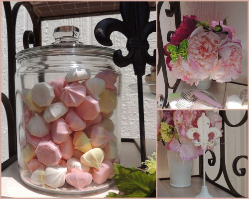 Patisserie de Paris - Tablescapes at Table Twenty-One - Floral, fleur de lis stand, meringues collage