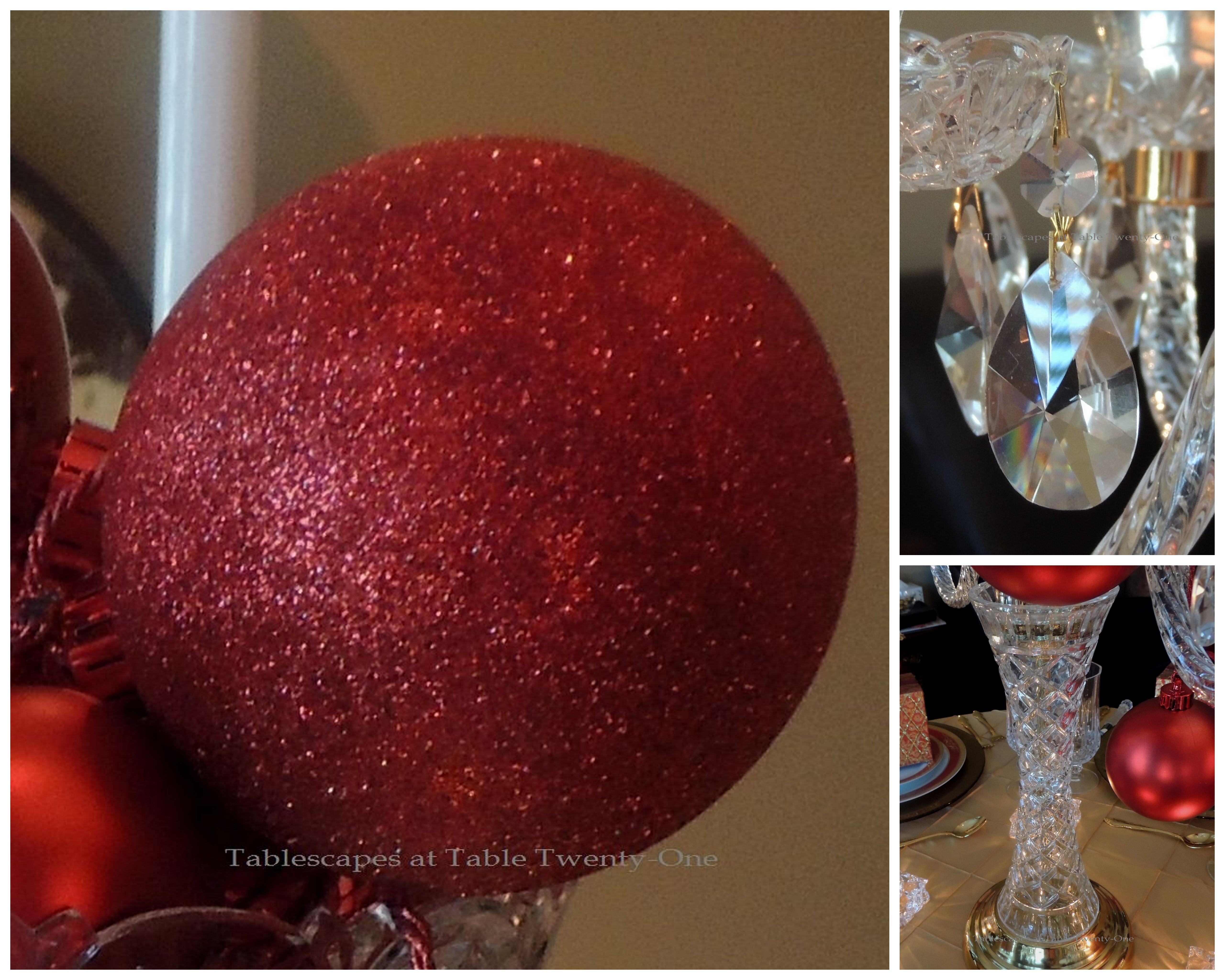 Tablescapes at Table Twenty-One: Christmas Through the Red Door- Centerpiece collage detail, II