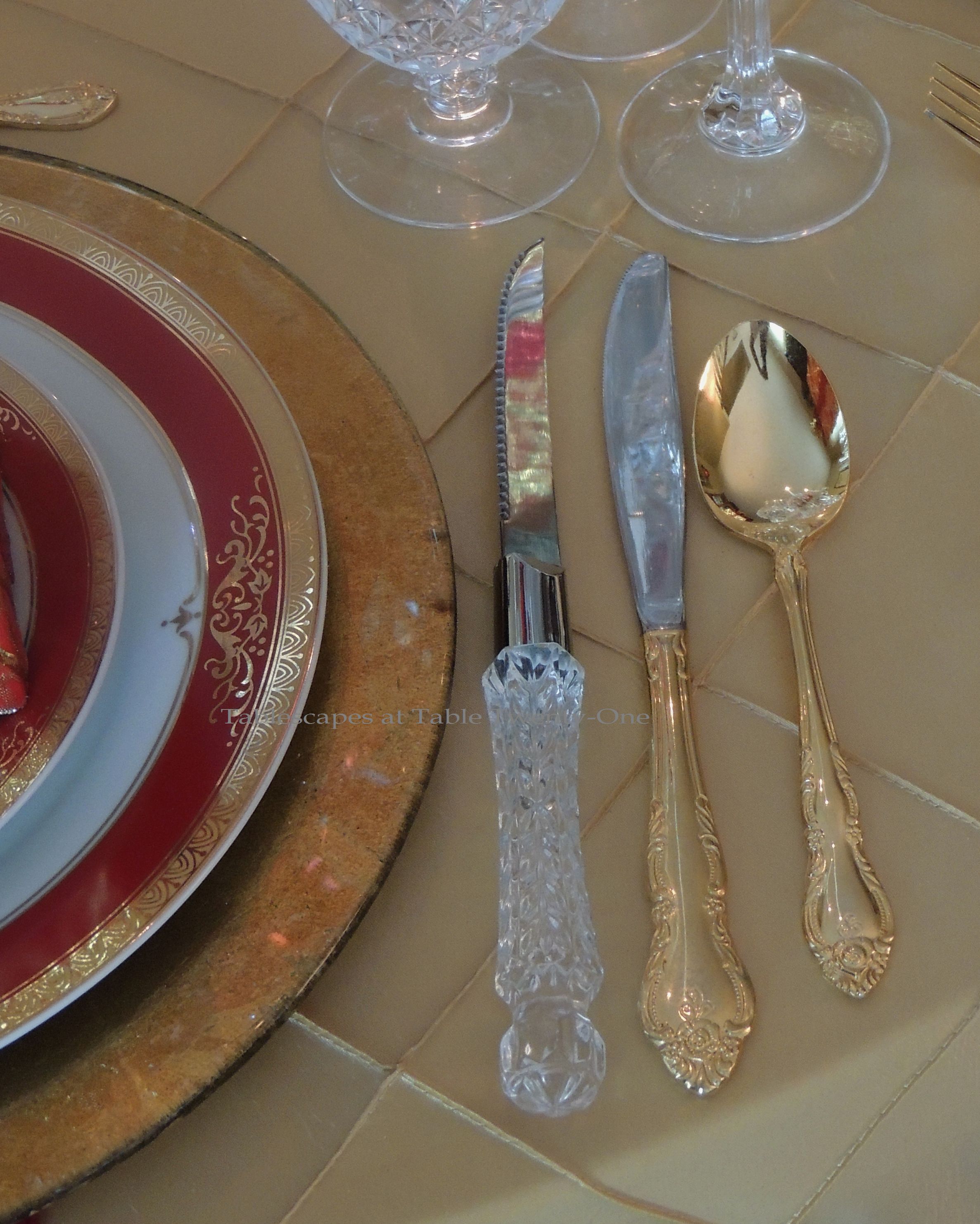Tablescapes at Table Twenty-One: Christmas Through the Red Door - flatware/rim shot