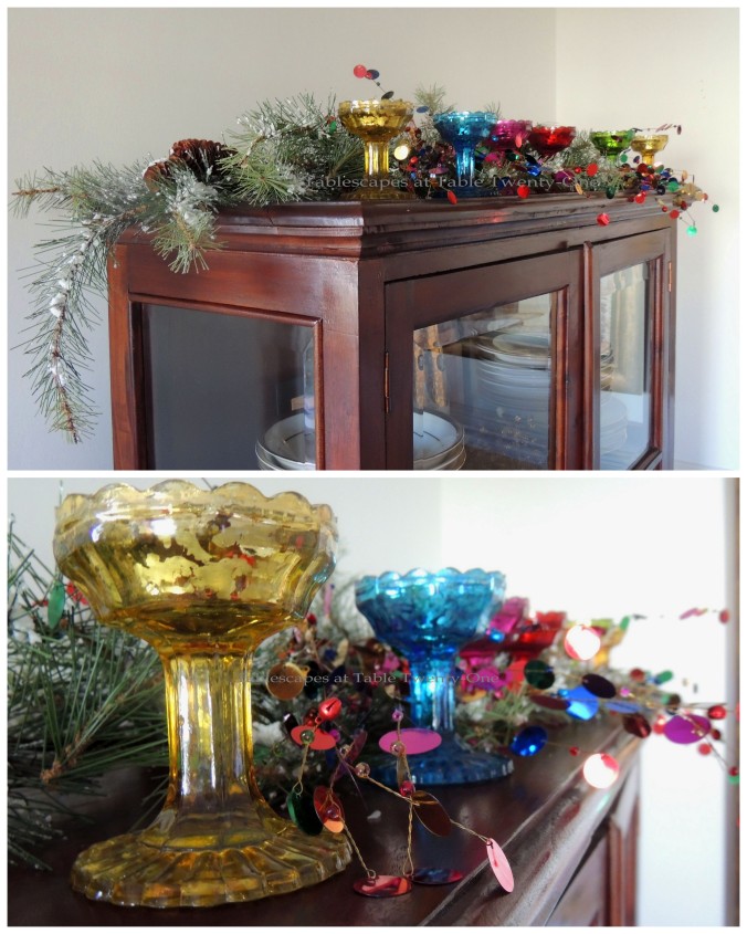 Tablescapes at Table Twenty-One – Christmas Fiesta: China cabinet collage