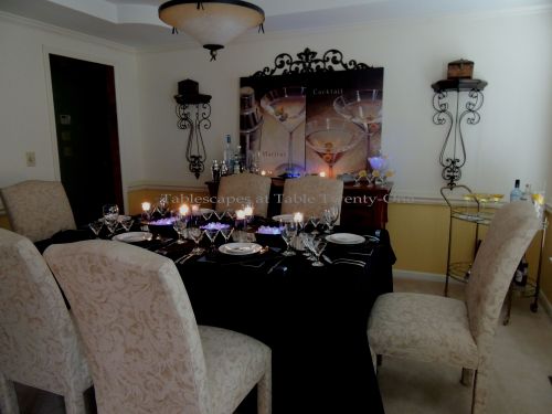 Tablescapes at Table Twenty-One, New Year’s Eve Tablescape – Hooray for Vodka!: Full dining room - lights dimmed