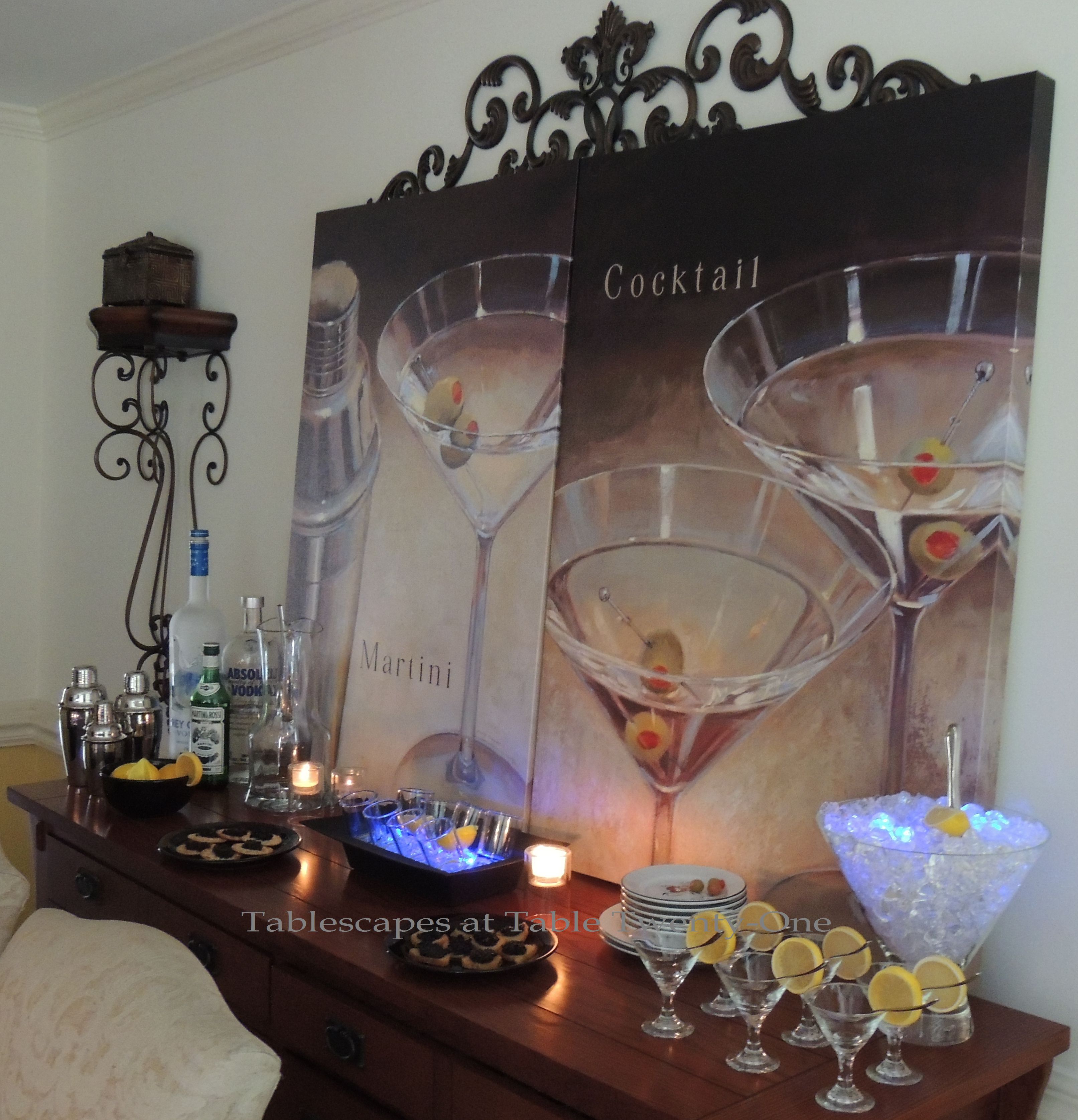 Tablescapes at Table Twenty-One, New Year’s Eve Tablescape – Hooray for Vodka!: Full buffet