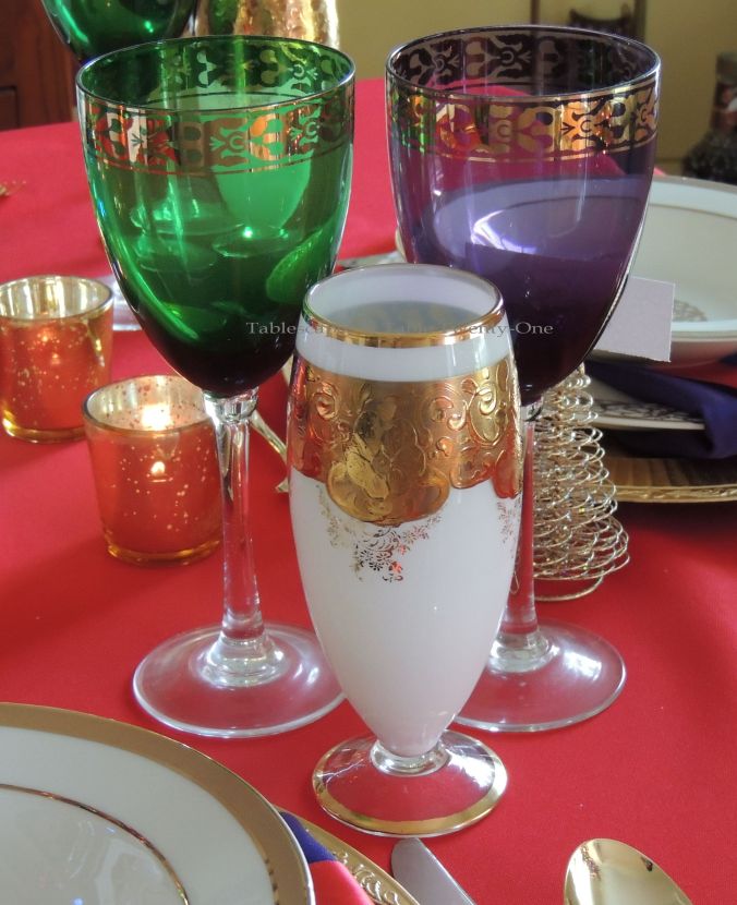 Tablescapes at Table Twenty-One, Merry & Bright Multi-Color Christmas: Stemware trio