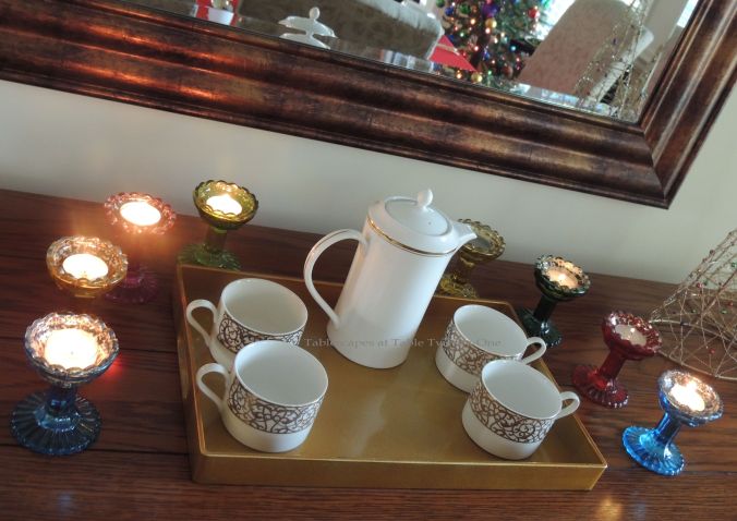 Tablescapes at Table Twenty-One, Merry & Bright Multi-Color Christmas: Coffee service tray