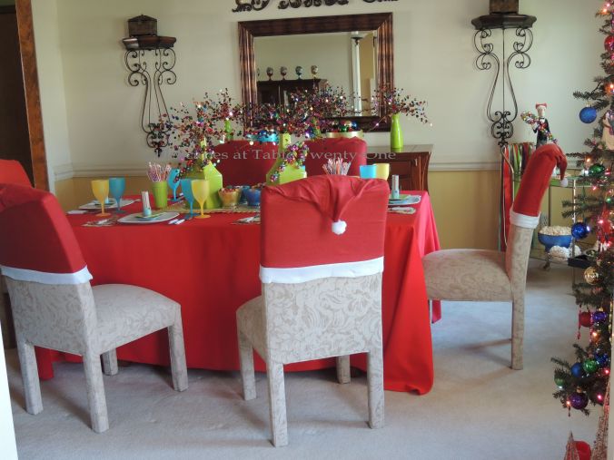 Tablescapes at Table Twenty-One, Kaleidoscope Christmas - Multi-Color Kids' Tablescape: Full dining room