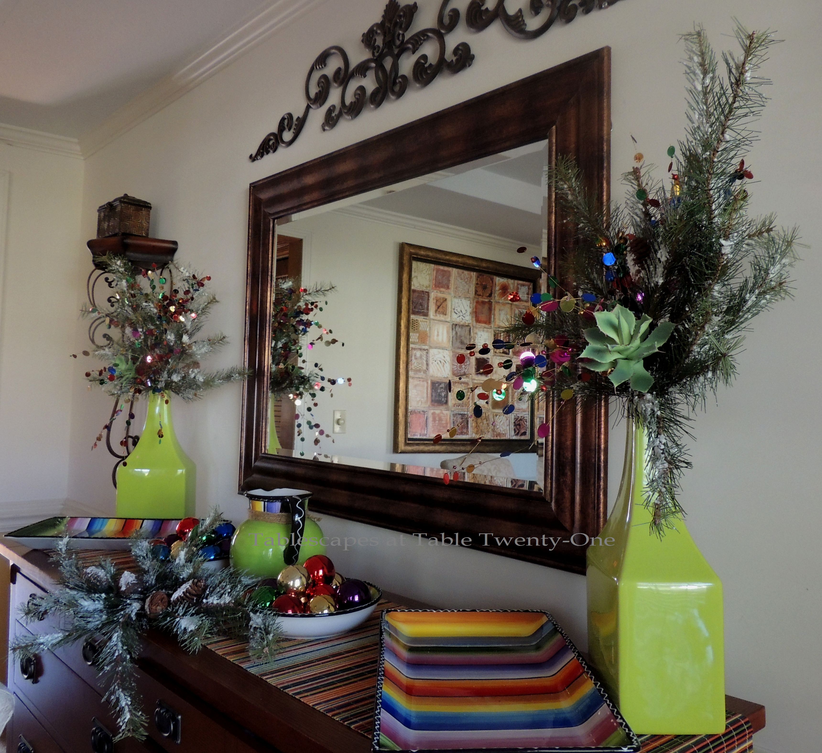 Tablescapes at Table Twenty-One – Christmas Fiesta: Buffet arrangement