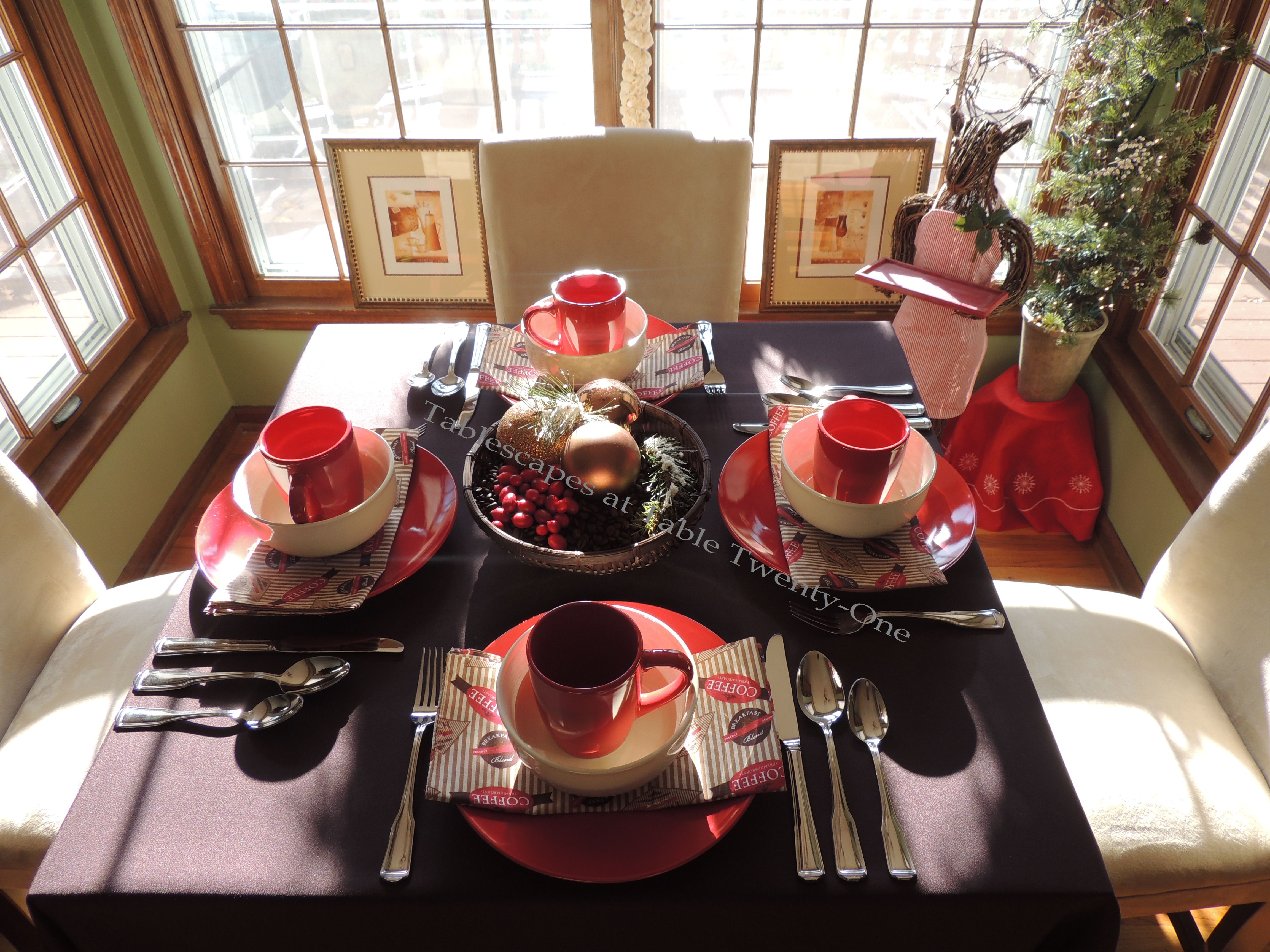 Tablescapes at Table Twenty-One, Christmas Coffee: Table