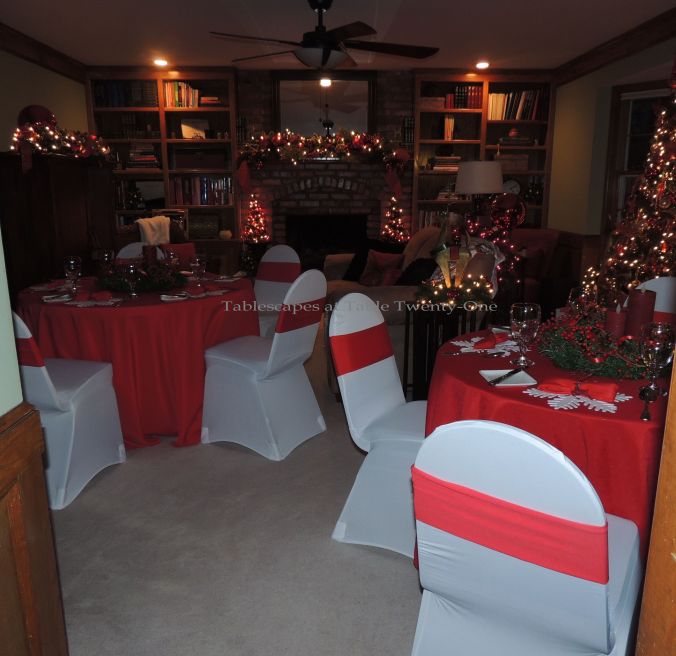 Tablescapes at Table Twenty-One, 'Twas the Night Before Christmas: View of living room from kitchen