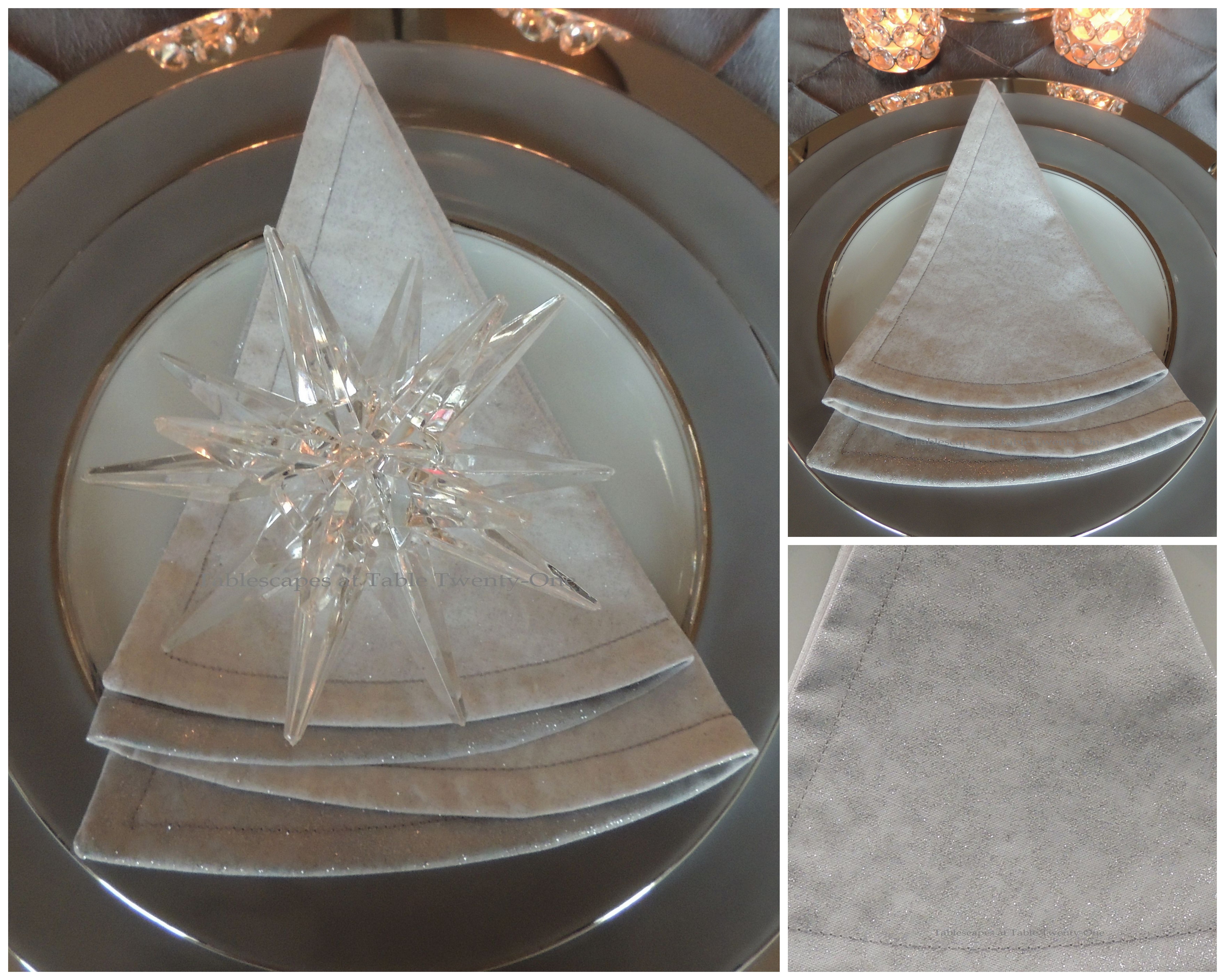 Tablescapes at Table Twenty-One, Platinum New Year's Eve Wedding: Napkin collage