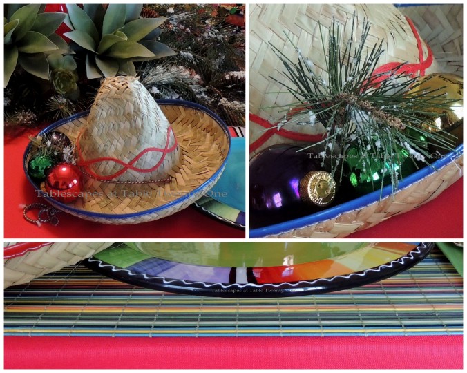 Tablescapes at Table Twenty-One – Christmas Fiesta: Sombrero, runner collage