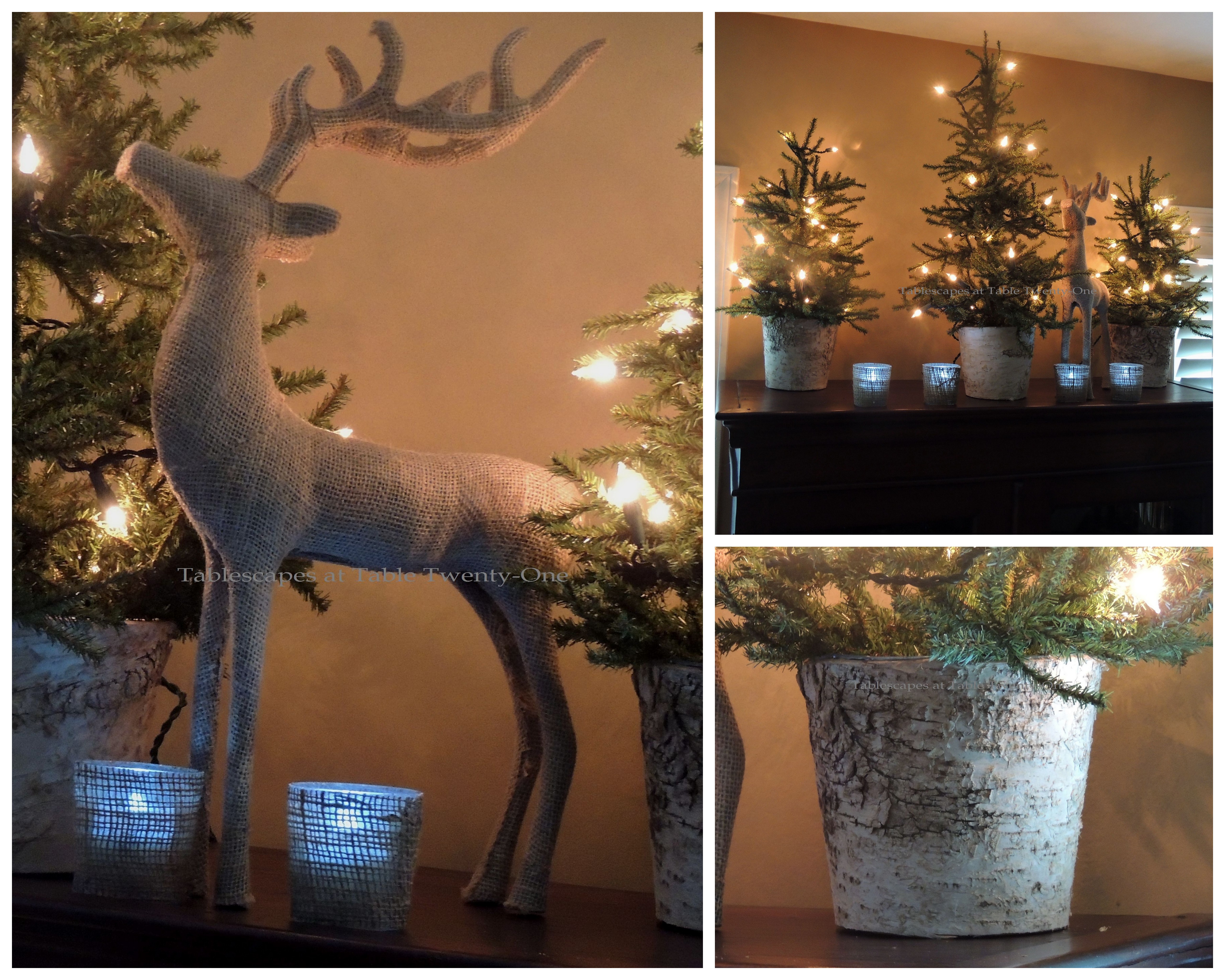 Tablescapes at Table Twenty-One, Woodland Men's Christmas Tablescape: Top of secretary collage