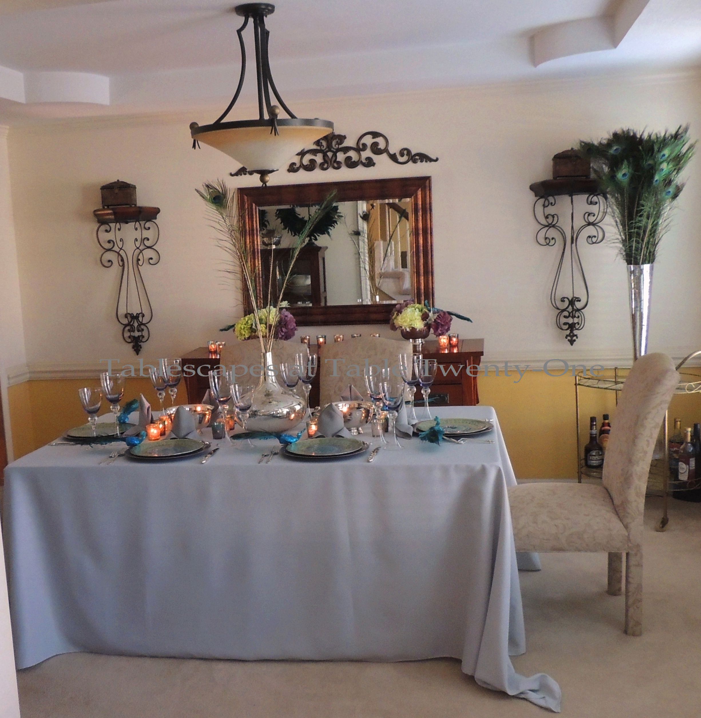 Tablescapes at Table Twenty-One, www.tabletwentyone.wordpress.com - The Peacock Effect: Full dining room