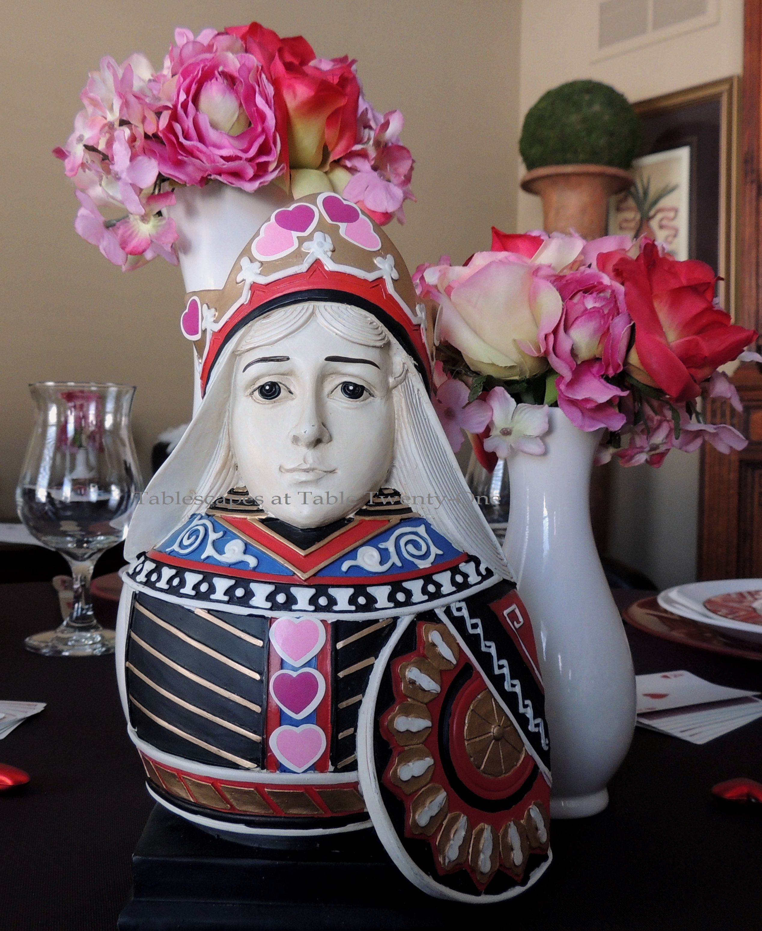 Tablescapes at Table Twenty-One, www.tabletwentyone.wordpress.com, Queen of Hearts Card Party: Full centerpiece