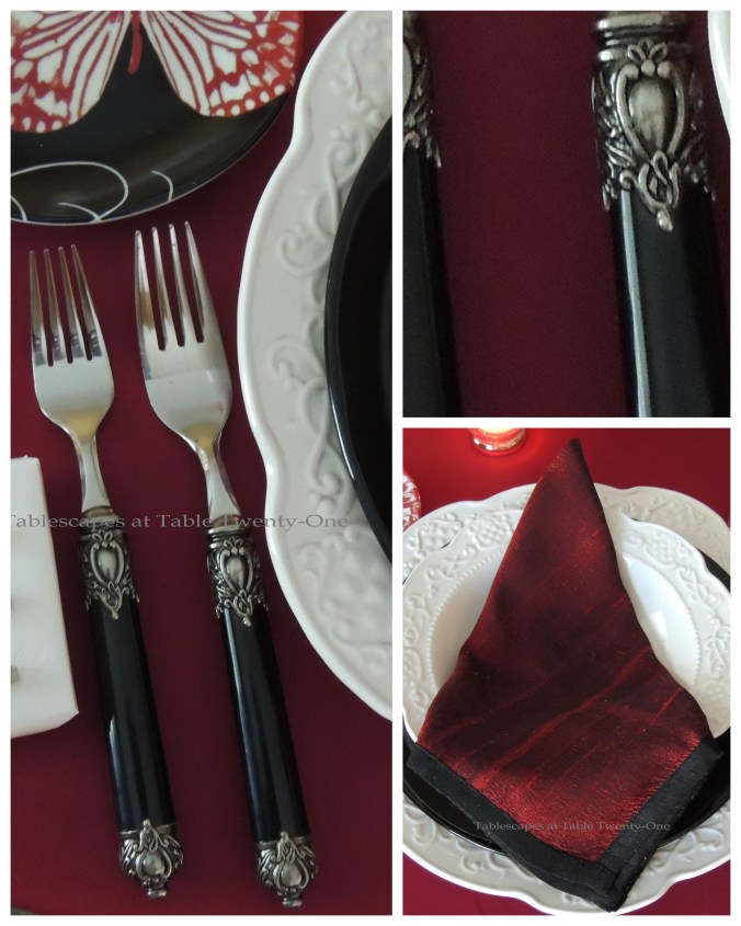Tablescapes at Table Twenty-One – Be Still My Beating Heart: Napkin & flatware collage