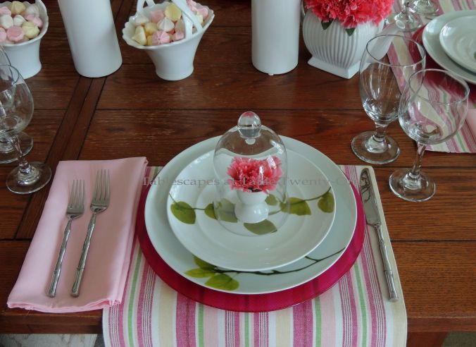 Tablescapes at Table Twenty-One, www.tabletwentyone.wordpress.com - All A'Bloom in Pink for Spring: Single place setting
