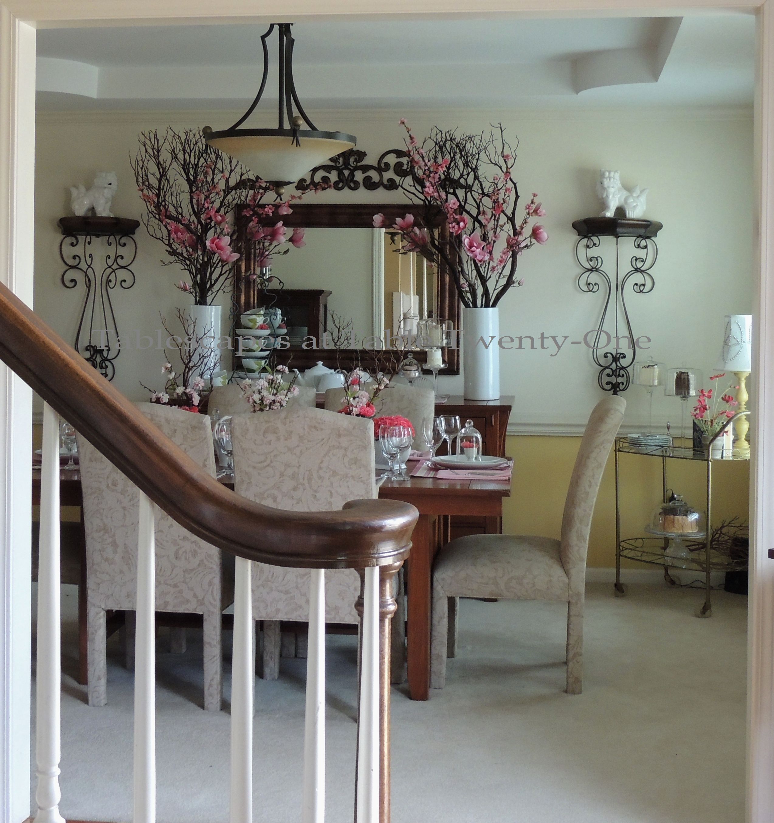 Tablescapes at Table Twenty-One, www.tabletwentyone.wordpress.com - All A'Bloom in Pink for Spring: Full dining room