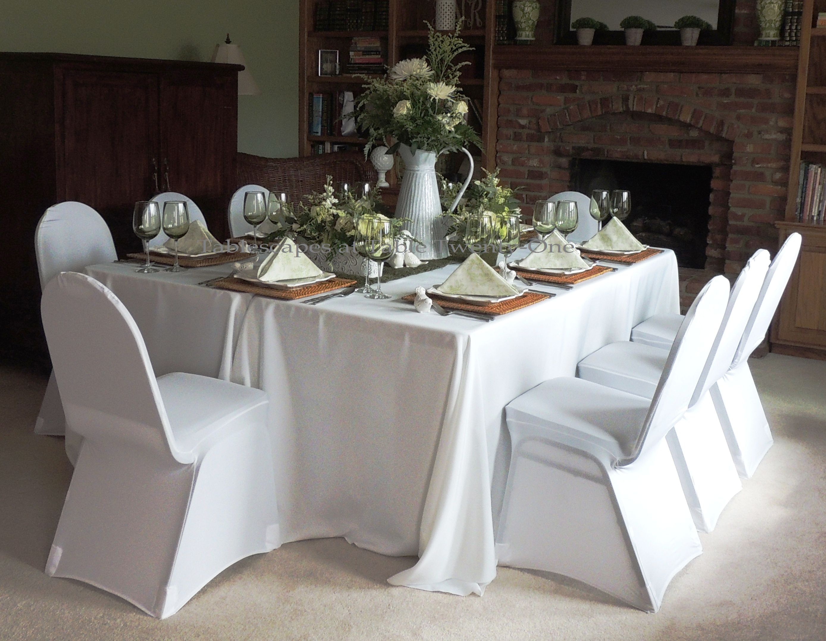 Tablescapes at Table Twenty-One, Spring Green: Full table from side view