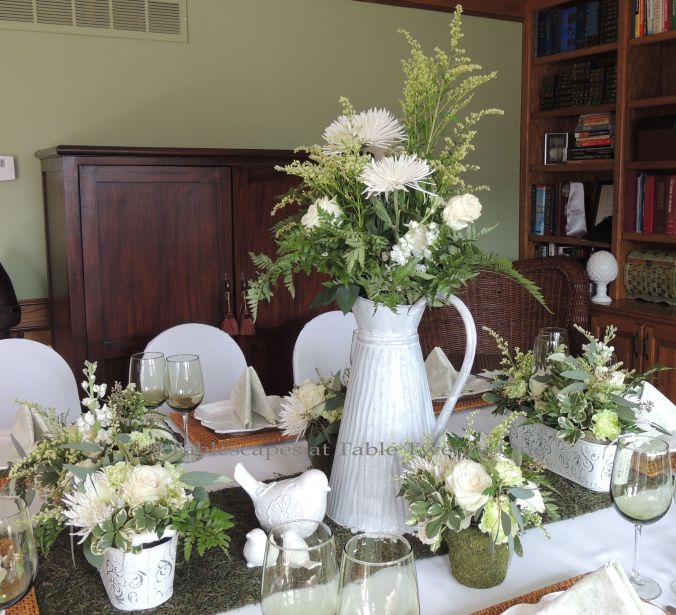 Tablescapes at Table Twenty-One, www.tabletwentyone.wordpress.com, Spring Green: Full centerpiece