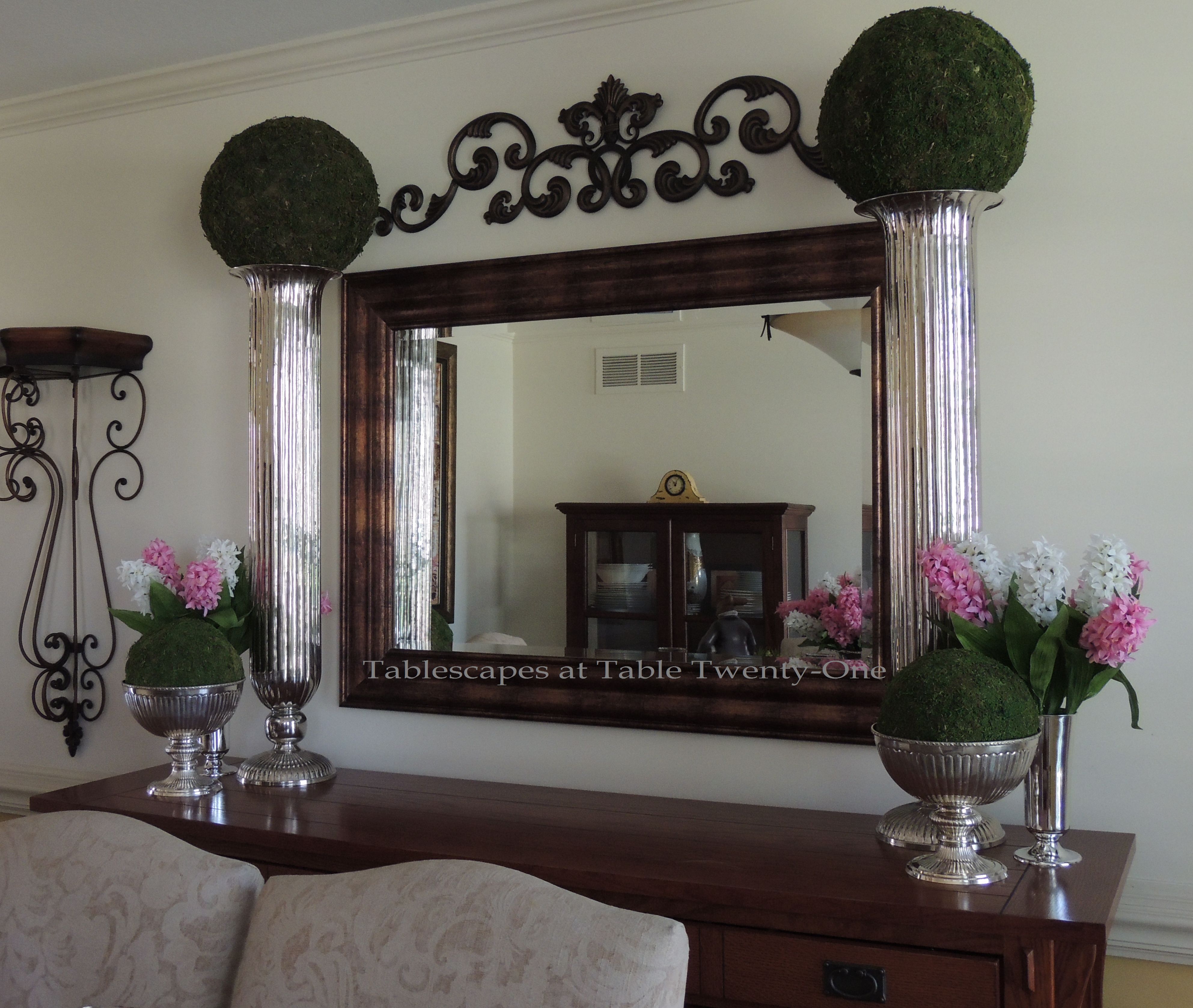 Tablescapes at Table Twenty-One, www.tabletwentyone.wordpress.com - Easter in Pink & Grey: Buffet florals