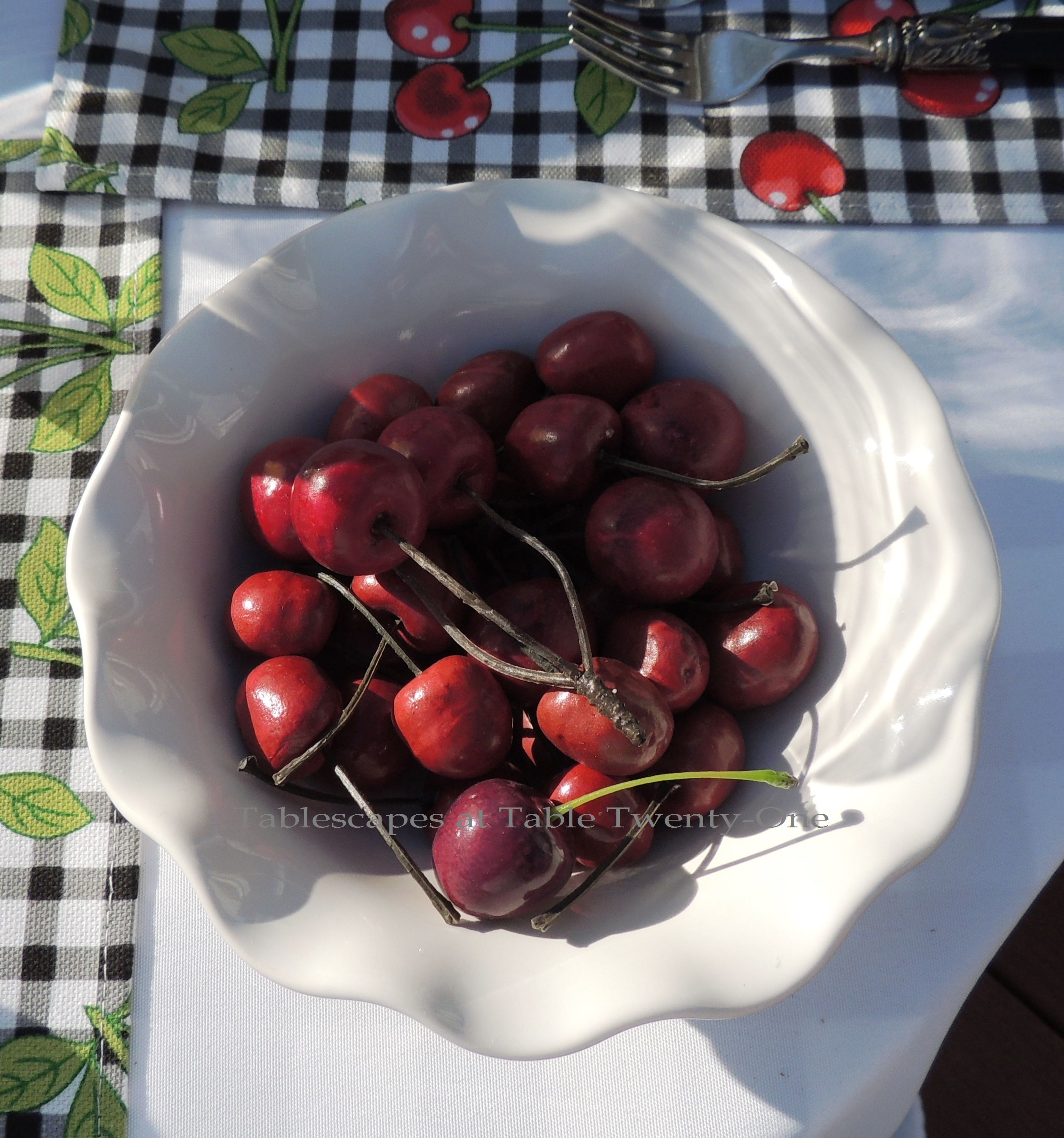 Tablescapes at Table Twenty-One, www.tabletwentyone.wordpress.com: Life Is Just a Chair of Bowlies -  bowl of cherries
