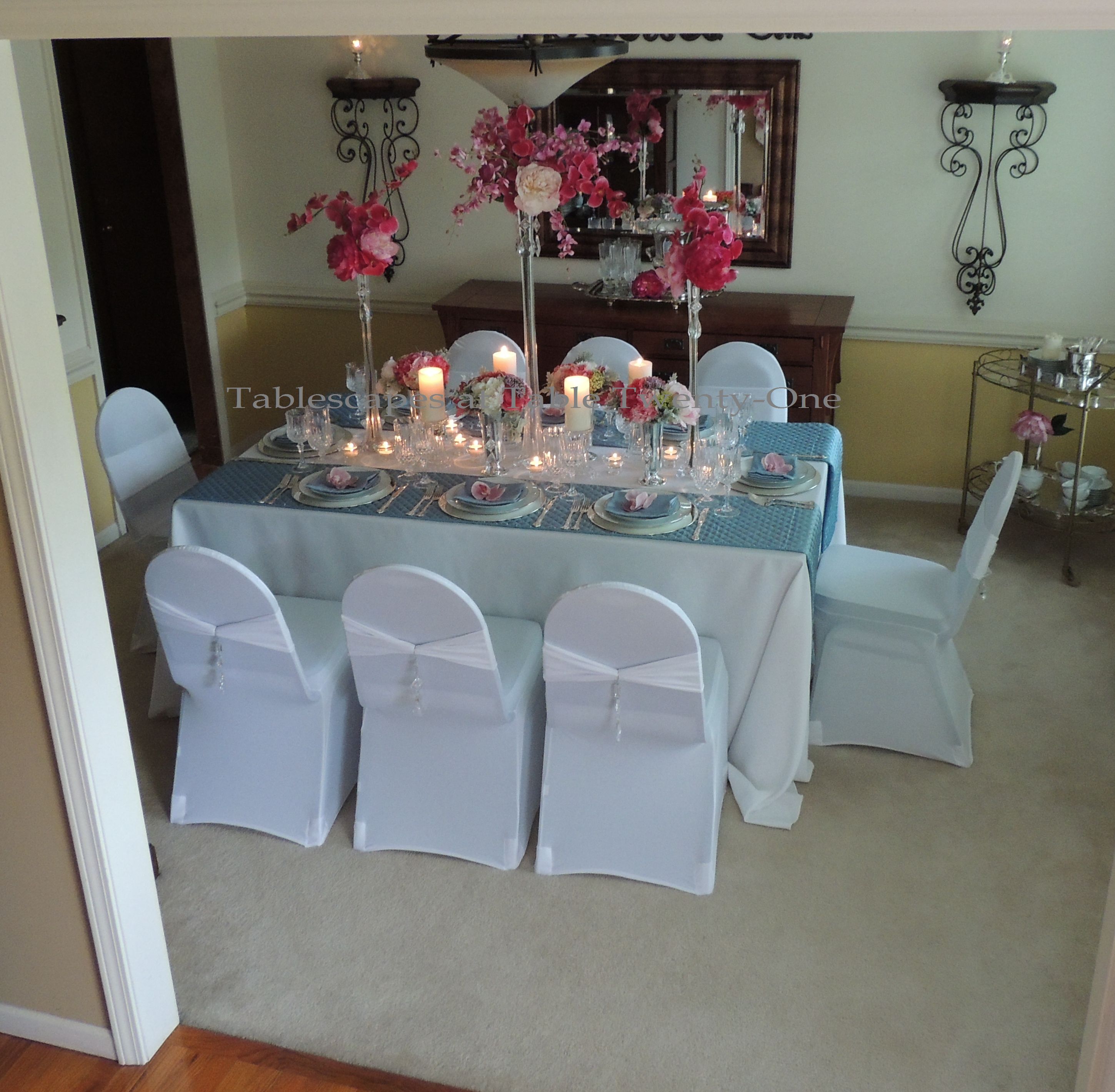 Tablescapes at Table Twenty-One, www.tabletwentyone.wordpress.com: My Sister’s Wedding China - Full dining room