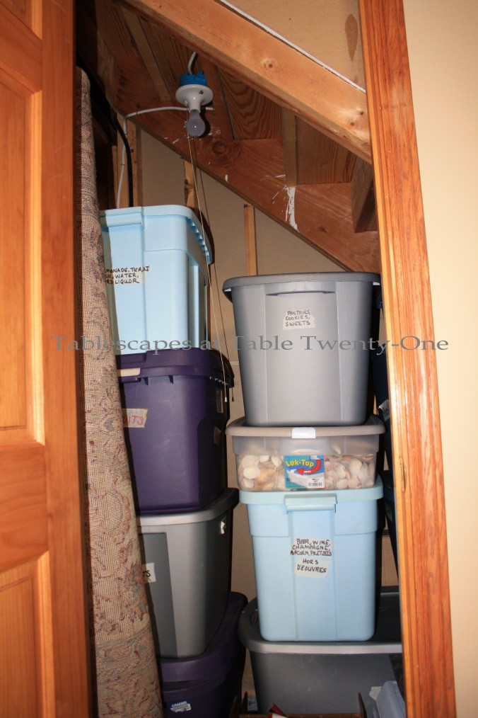 This is one of 2 small closets on this level that hold lots of crates, mostly autumn and Halloween stuff.