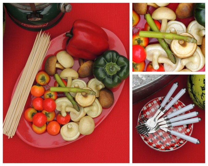 Tablescapes at Table Twenty-One, www.tabletwentyone.wordpress.com: Grill It Up! - Kabob platter, ant dishes collage