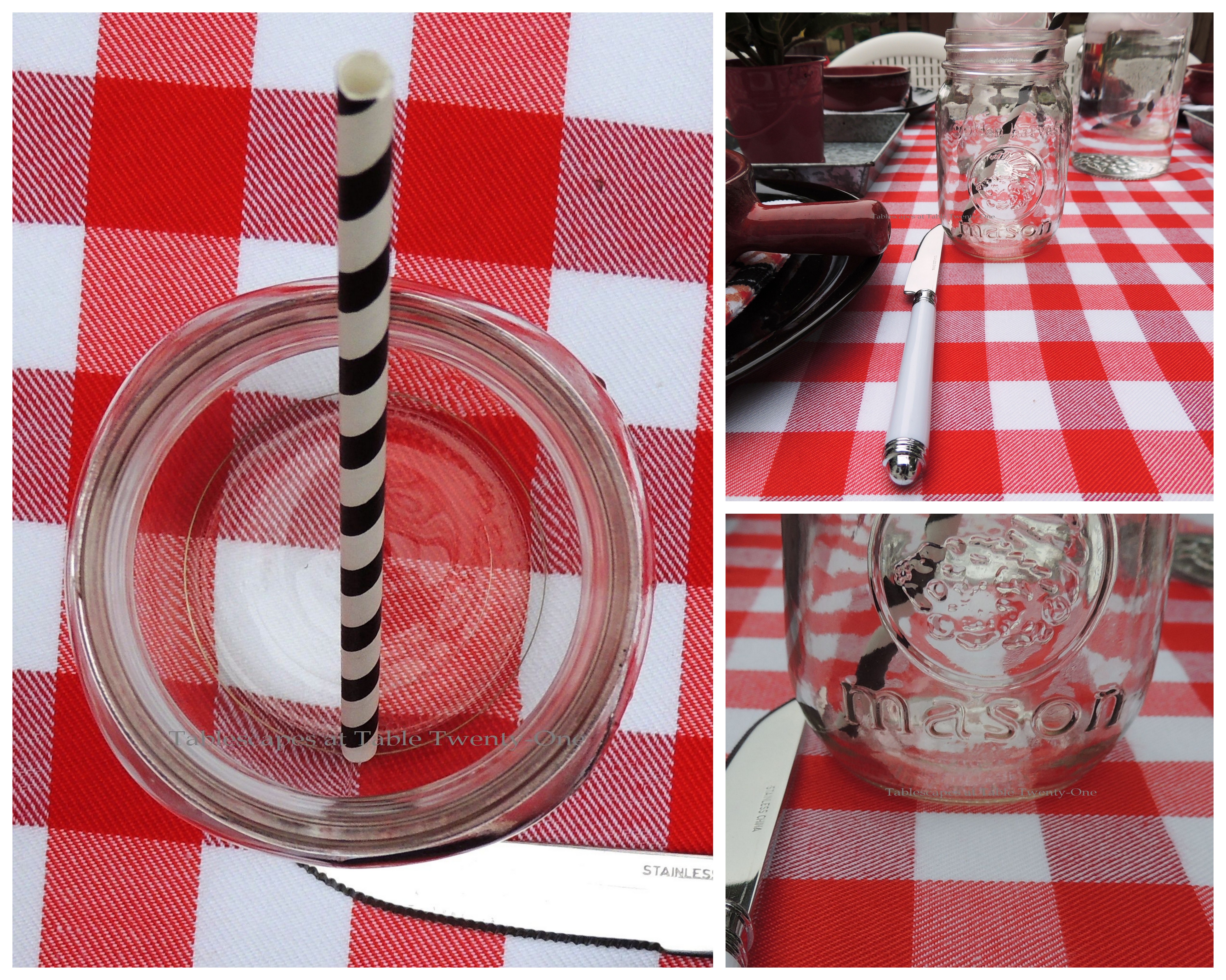 Tablescapes at Table Twenty-One, www.tabletwentyone.wordpress.com: Grill It Up! - Mason jar collage