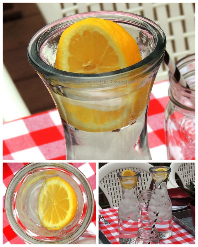 Tablescapes at Table Twenty-One, www.tabletwentyone.wordpress.com: Grill It Up! - Water carafe collage