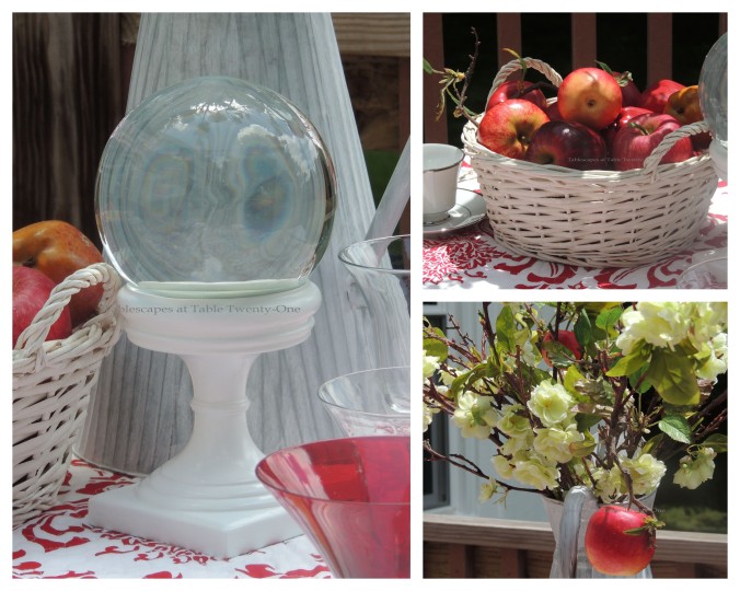 Tablescapes at Table Twenty-One, www.tabletwentyone.wordpress.com, Midsummer Shabby Chic Apple Tablescape: Centerpiece collage