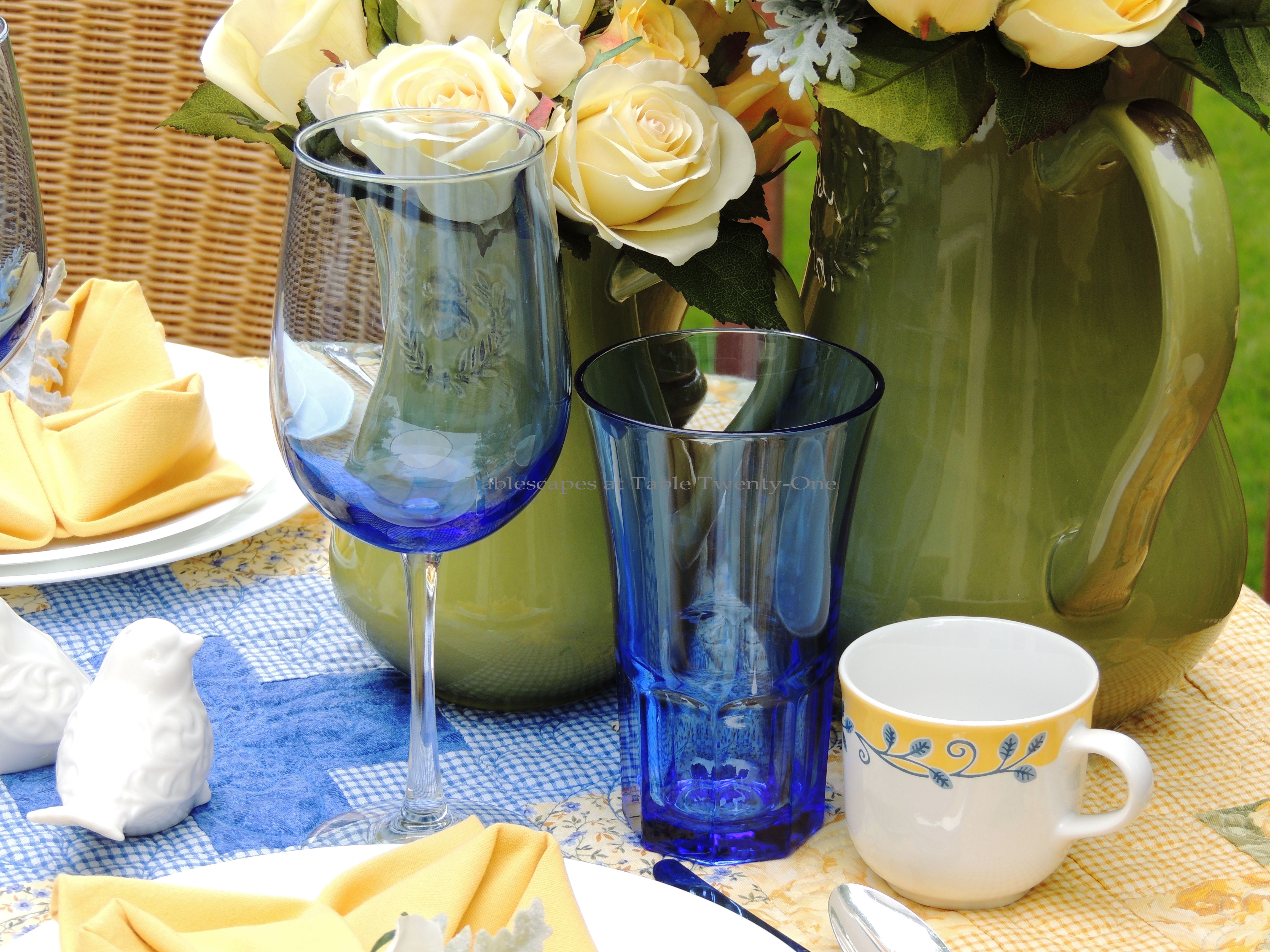 Tablescapes at Table Twenty-One, www.tabletwentyone.wordpress.com, Summer Luncheon for Two: glassware & coffee cup