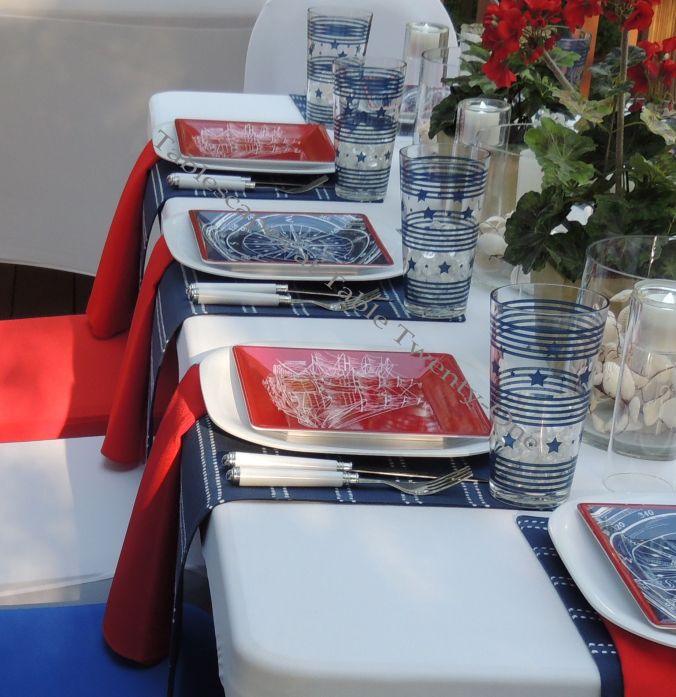 Tablescapes at Table Twenty-One, www.tabletwentyone.wordpress.com, 4th of July Coastal Style: multiple place settings
