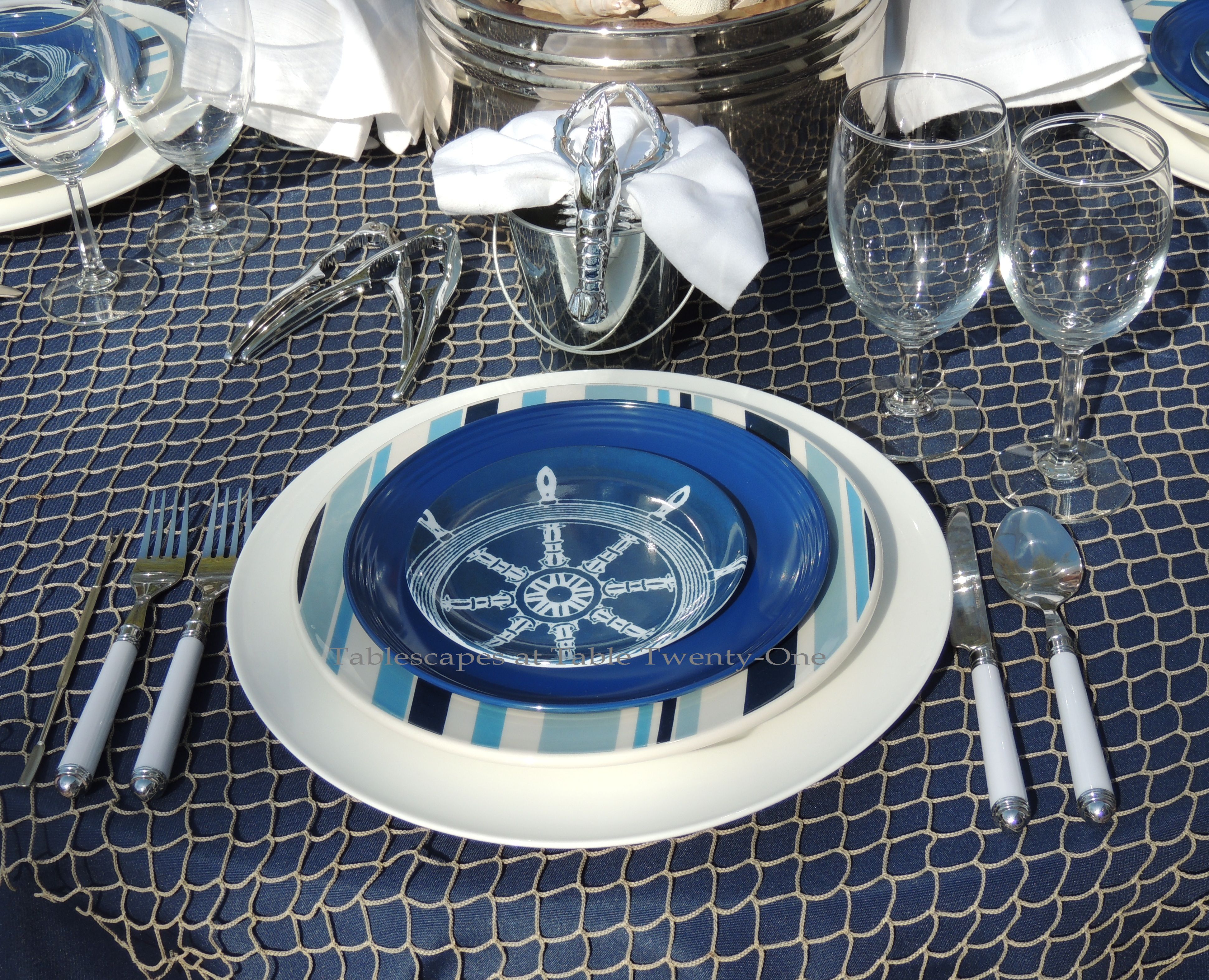 Tablescapes at Table Twenty-One, www.tabletwentyone.wordpress.com, Old Navy Seafood Boil - Place setting