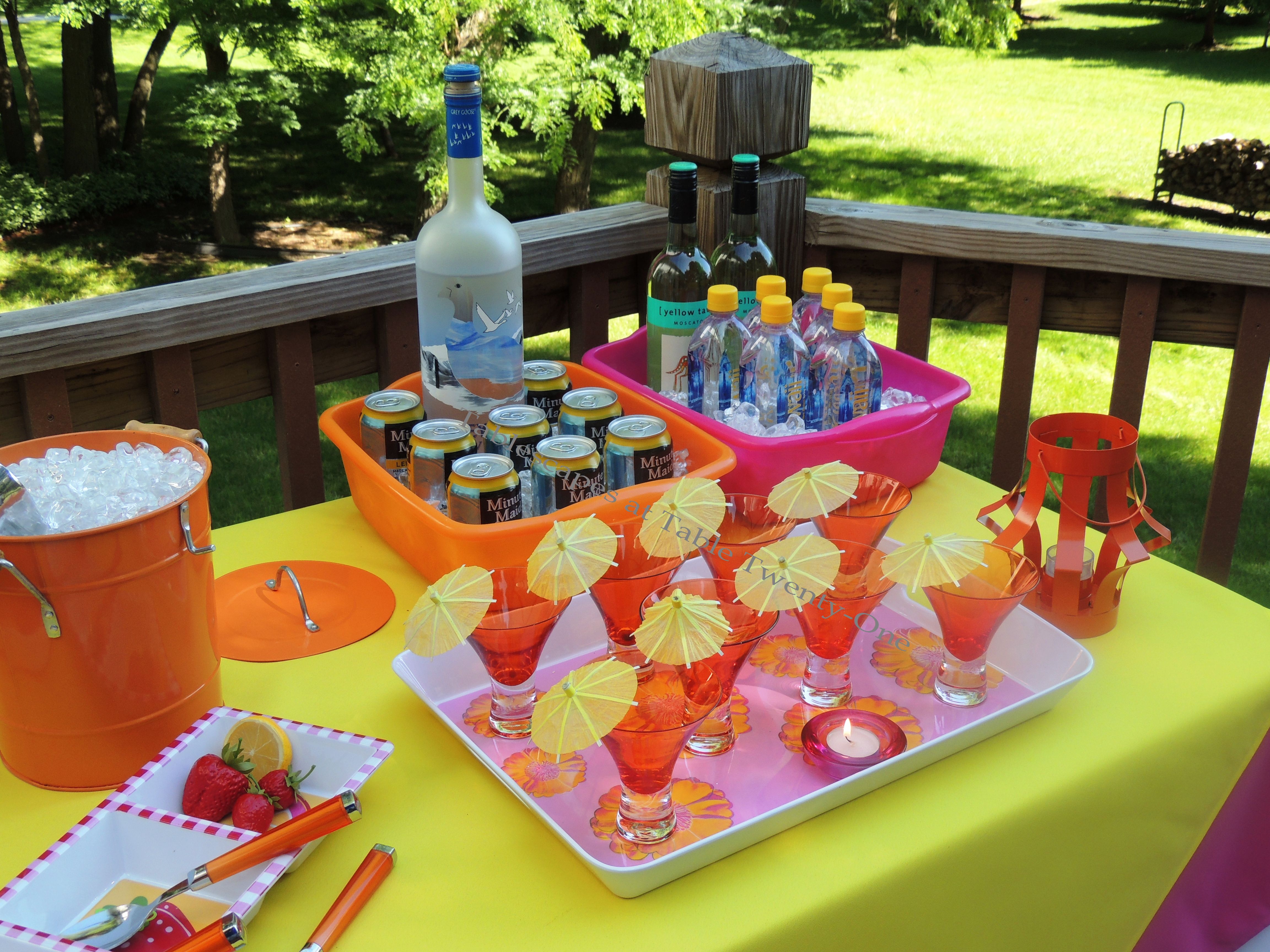 Tablescapes at Table Twenty-One, www.tabletwentyone.wordpress.com, Hot Fun in the Summertime! - beverage center