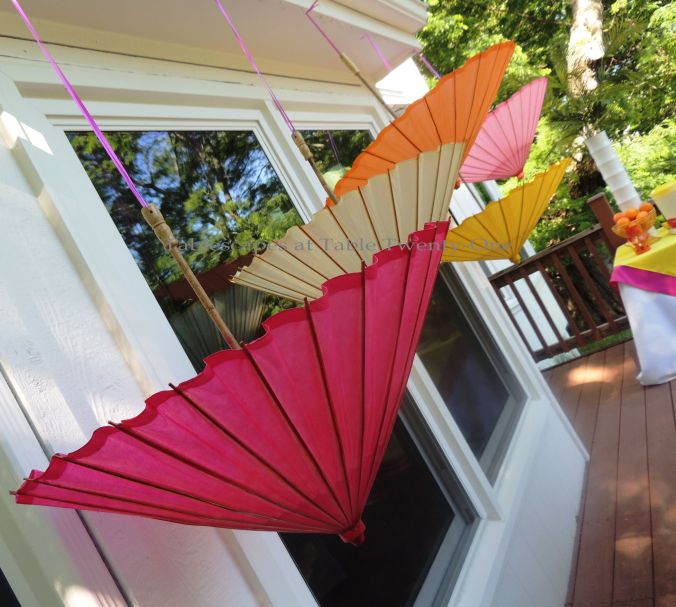 Tablescapes at Table Twenty-One, www.tabletwentyone.wordpress.com, Hot Fun in the Summertime! - colorful paper parasols
