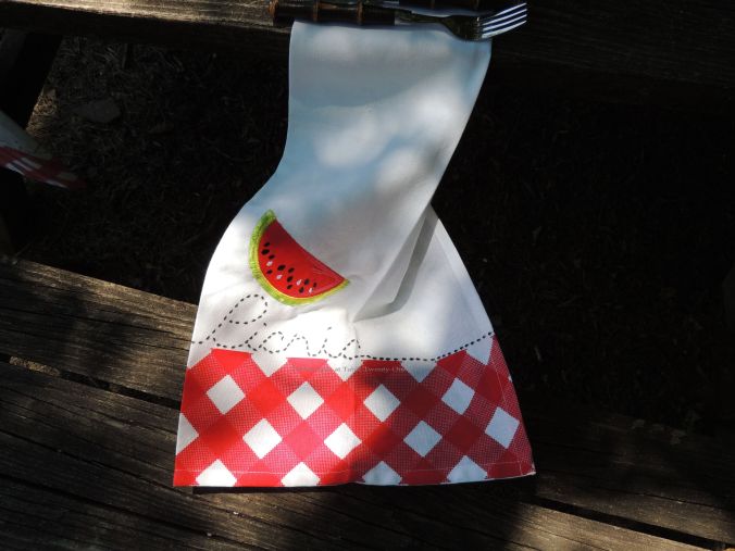 Tablescapes at Table Twenty-One, www.tabletwentyone.wordpress.com, Picnic Ants - Watermelon & ants picnic napkin